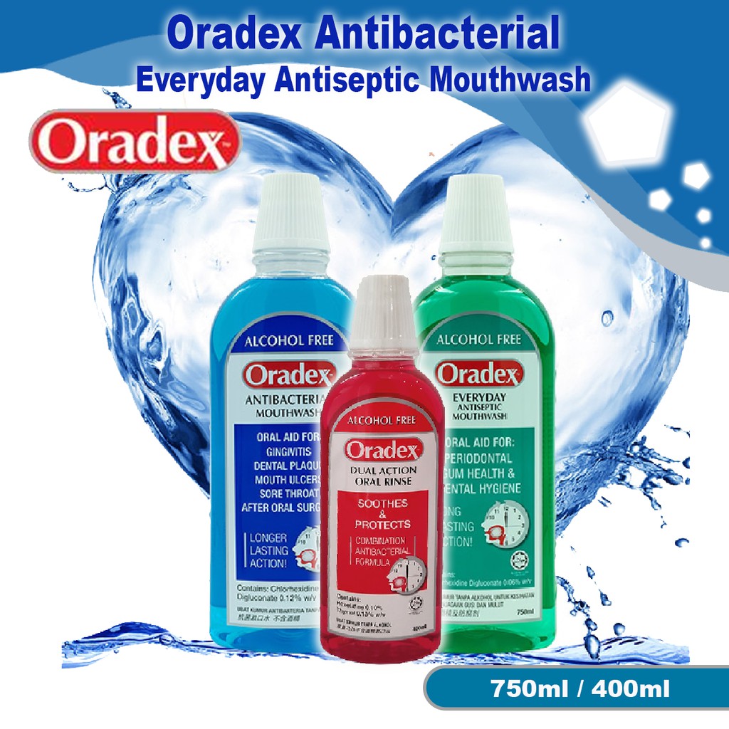 Oradex Antibacterial / Everyday Antiseptic Mouthwash 750ML/ Dual Action ...