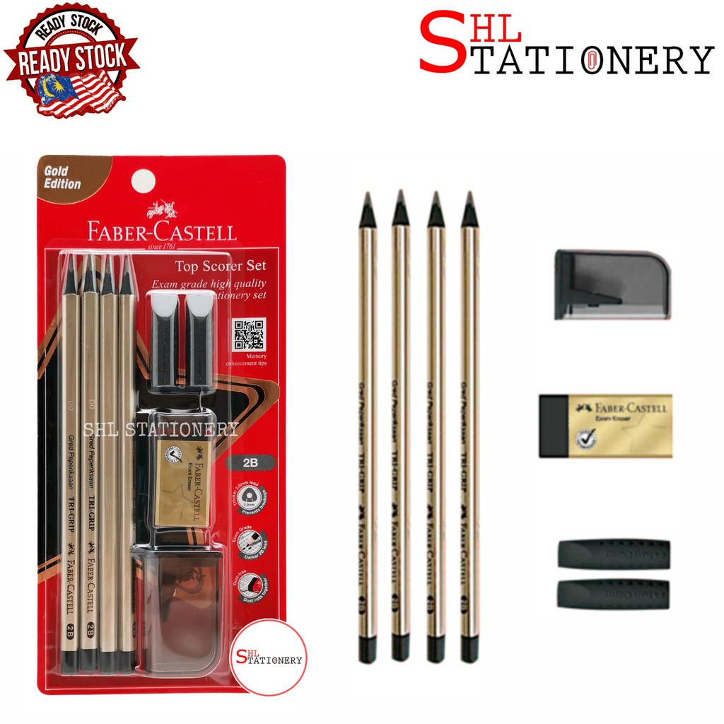 FABER-CASTELL Top Scorer Set 2B Tri-Grip Pencil 4's Gold Edition