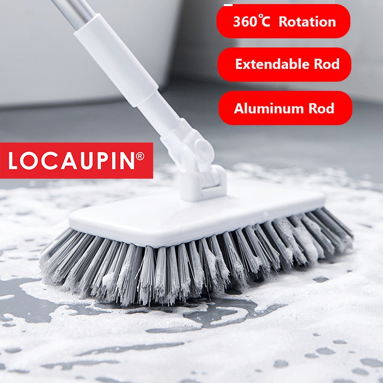 Locaupin Long Handle Swivel Head Tub & Tile Scrub Brush with Shower