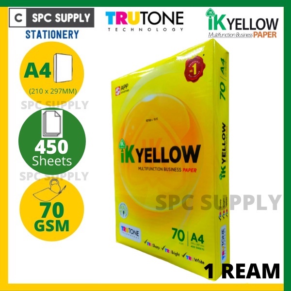 IK Yellow A4 Paper 70gsm - 450 Sheets/Kertas A4 Paper Putih/Photostat ...