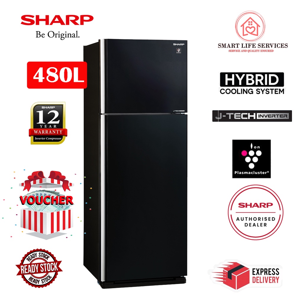 Sharp 480L Inverter 2 Glass Door Fridge SJP598GK SJP598GM