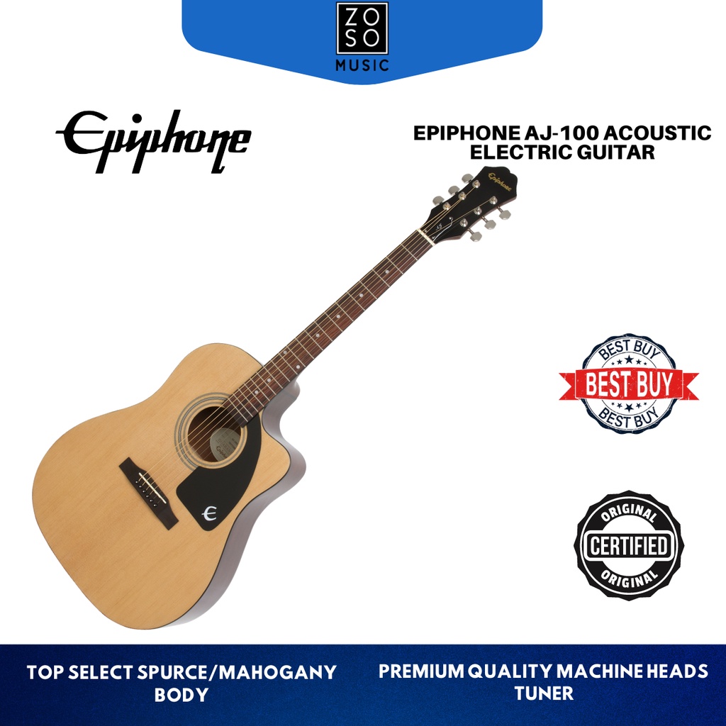 EPIPHONE AJ 100CE ACOUSTIC ELECTRIC GUITAR ROSEWOOD NECK NATURAL AJ 100CE AJ100CE ZOSO MUSIC SABAH KOTA KINABALU Shopee Malaysia