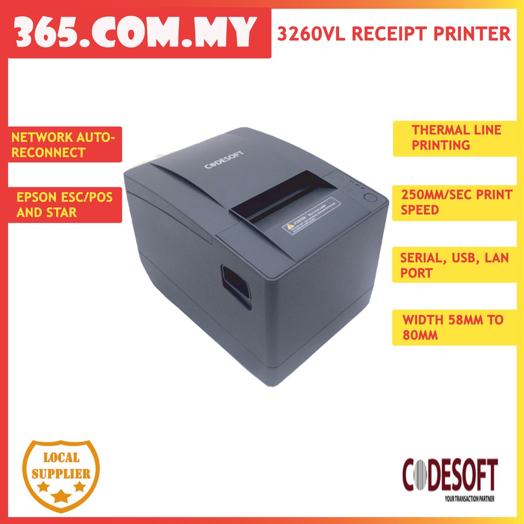 Code Soft TP-3260VL thermal receipt printer (USB + RS232 + LAN ...