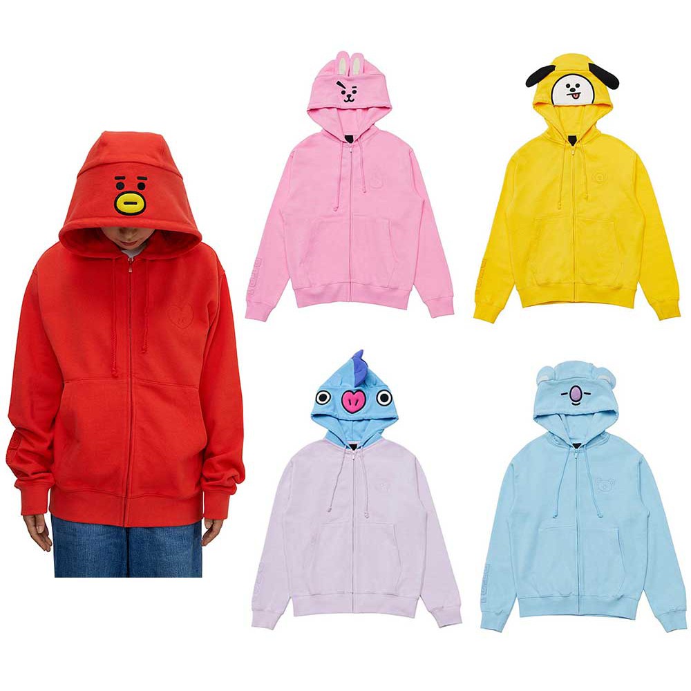 Women BTS BT21 BANGTAN BOYS TATA Long Sleeve Zipper Pullover Hoodie Jacket Coats Shopee Malaysia