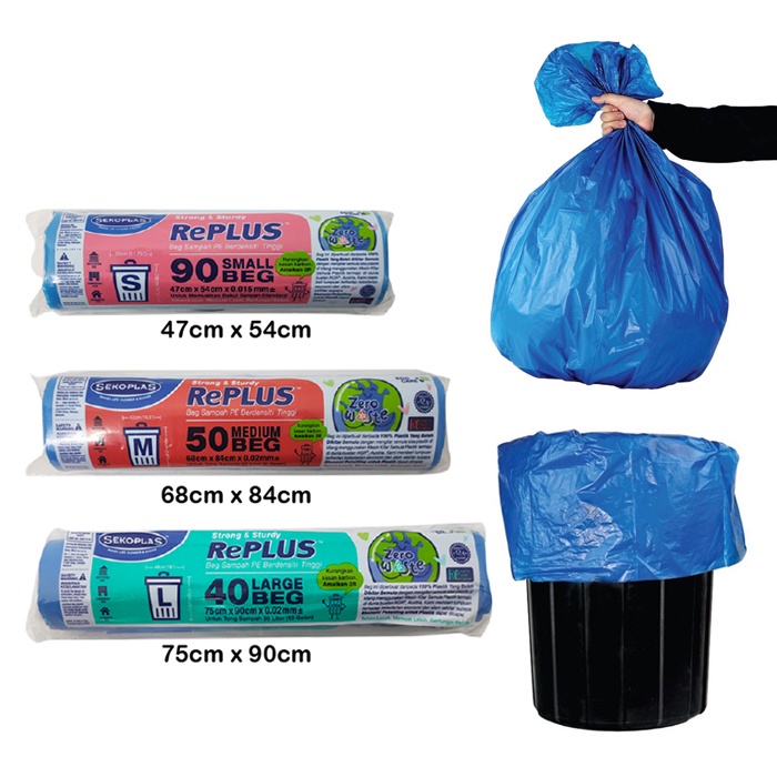 BBD (S/M/L) SEKOPLAS RePlus HDPE Garbage Bag Trash Bag Bin Liner
