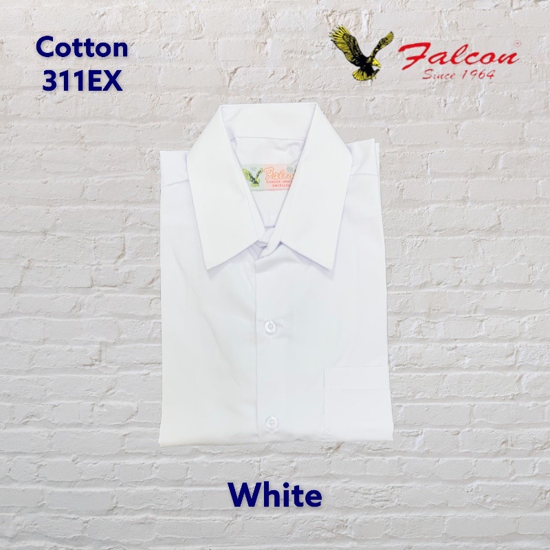 READY STOCK - FALCON KEMEJA SEKOLAH PUTIH LENGAN PANJANG COTTON TEBAL /  SCHOOL UNIFORM LONG SLEEVE WHITE 312EX