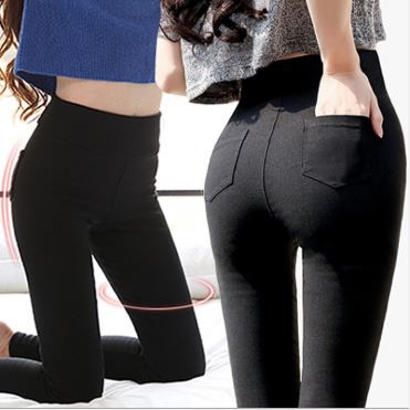 (Stock in KL-005) Women Pants Solid High Waist Black Long Trousers ...