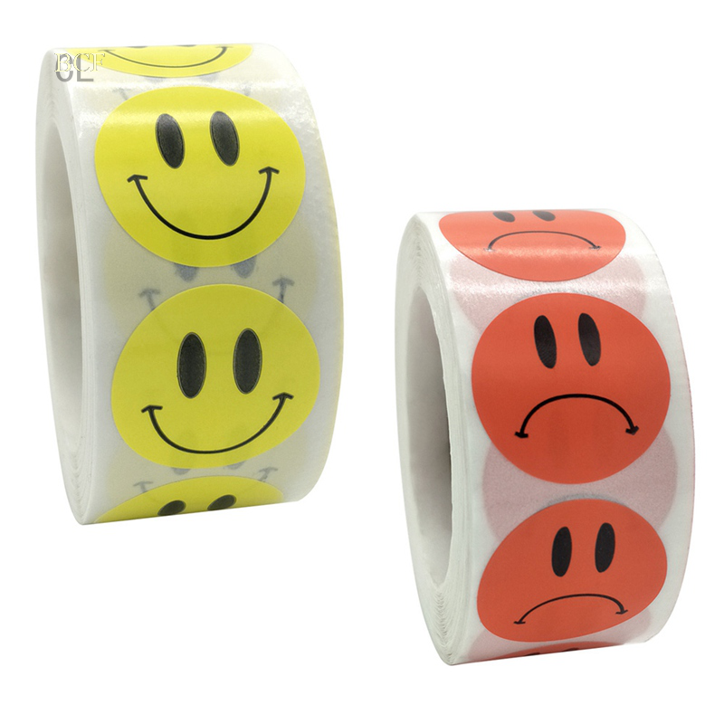 【BCF】1Roll Happy Face And Sad Face Stickers Paper Labels Reward ...