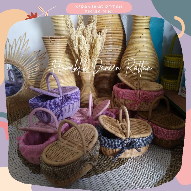 Ready!!! Rattan Picnic Basket Shopee Malaysia