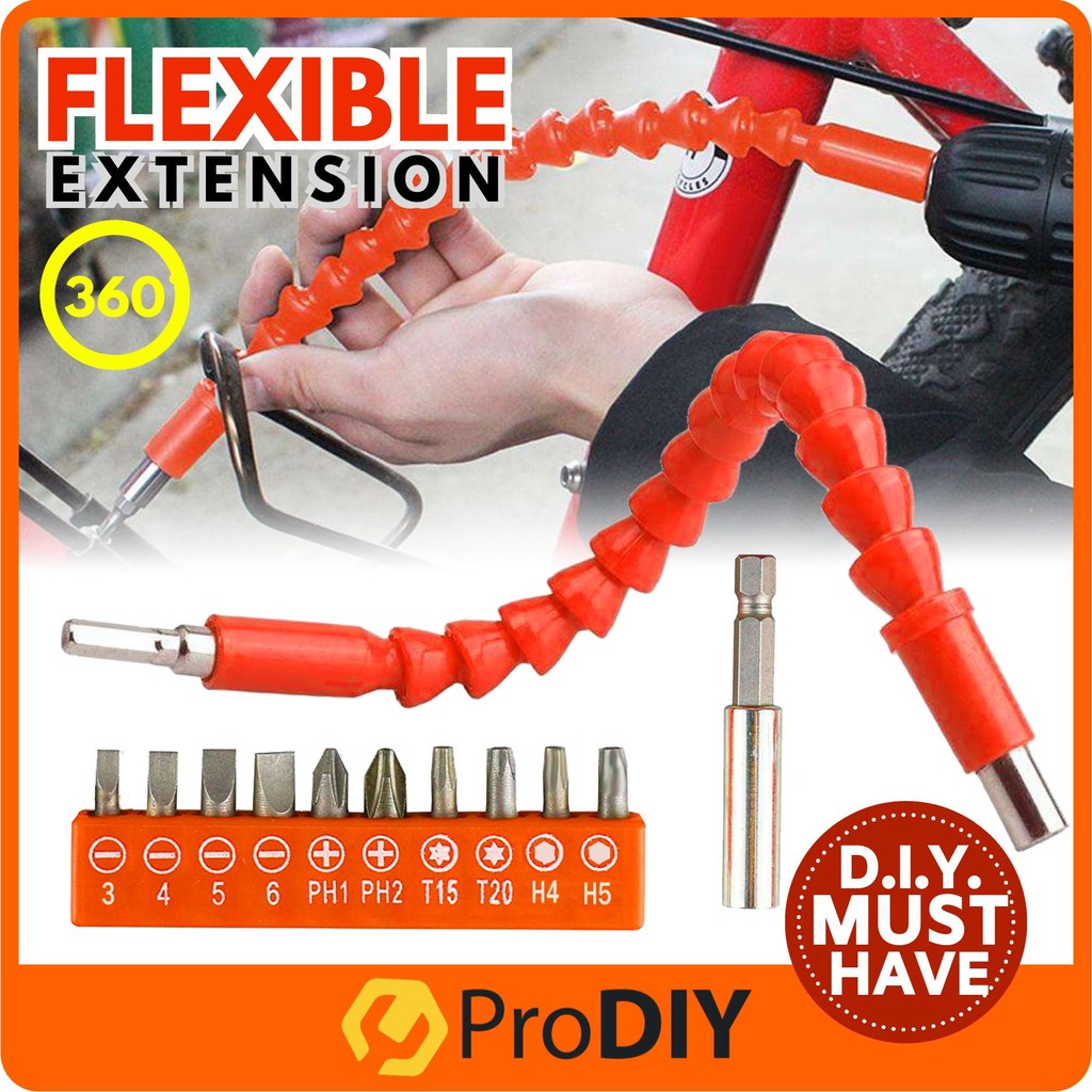 MAKTIYA Flexible Screw Driver Bits Set 300mm Shaft, Bit & Ext Rod Cordless  Drill