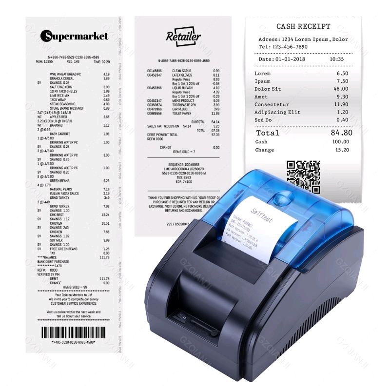 58D 58mm Thermal Receipt Printer For Cash Drawer 【 Bluetooth + USB