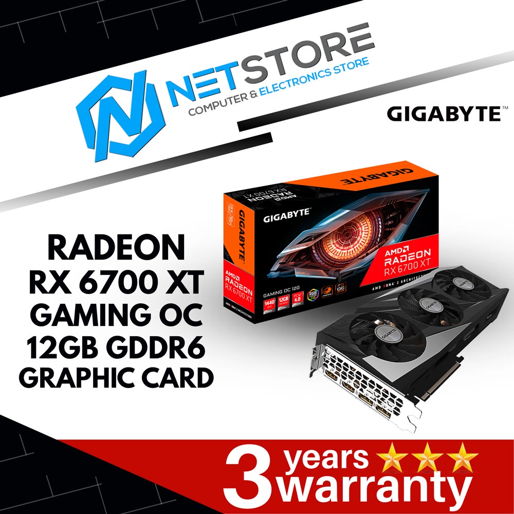 GIGABYTE RADEON RX 6700 XT GAMING OC 12GB GDDR6 GRAPHIC CARD - GV ...