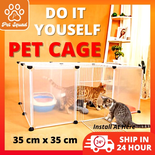 DIY TRANSPARENT PANEL Pet Cage Cat Dog Fence Rabbits Iron Metal Grids ...