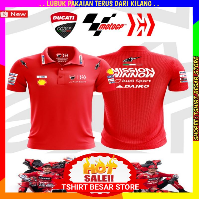 🔴 MotoGP Ducati Mission Winnow Motorsport Polo Collar Tshirt Mission ...