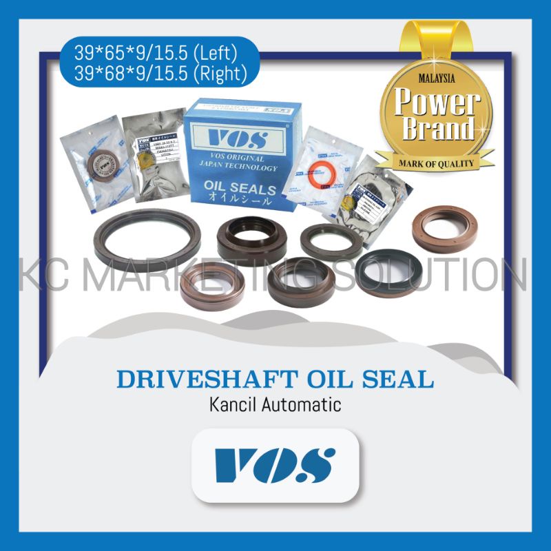 VOS Viton Driveshaft Oil Seal Kancil Automatic (Left 39*65*9/15.5 & Right 39*68*9/15.5) Shopee