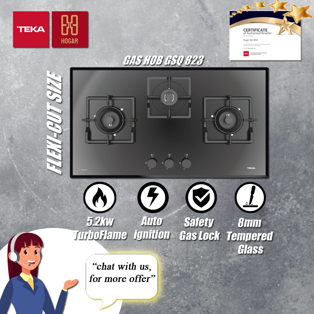 Teka Gas Hob GSQ 823 AI AL Gas Cooker Hob Gas Stove Dapur Masak