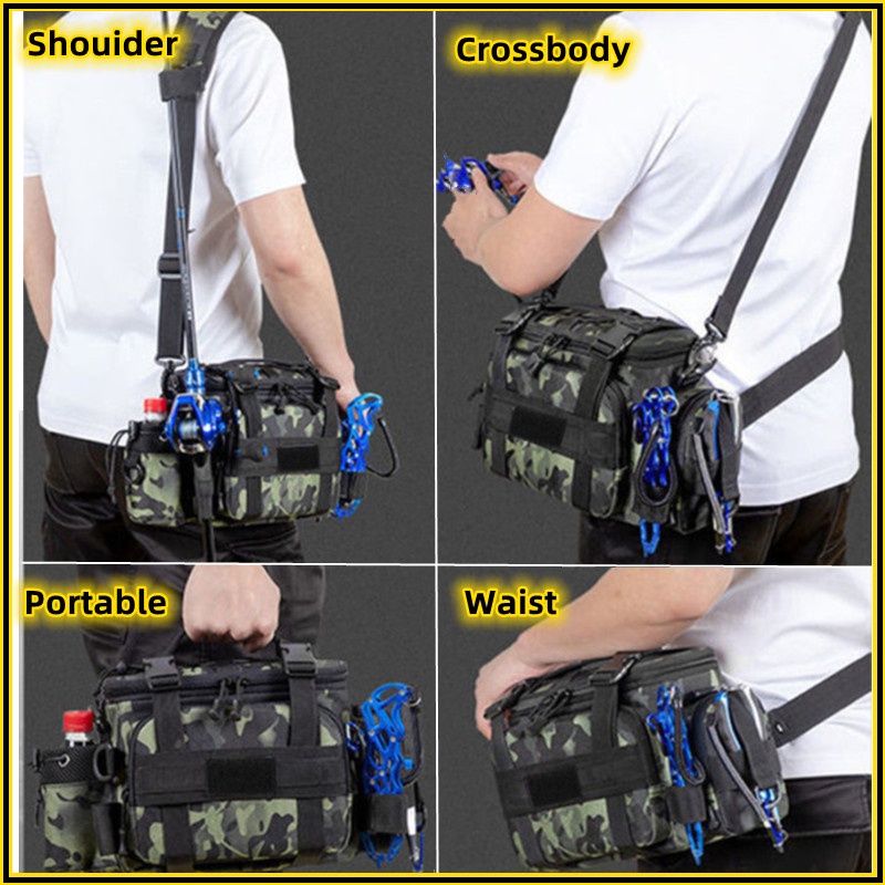 PATLOLLAV Waist Bag,Fishing Tackle Bag Fishing Sling Pack, Fly Fishing Bag  Tackle Storage Backpack with Rod Holder Single Shoulder Crossbody Bag Waist
