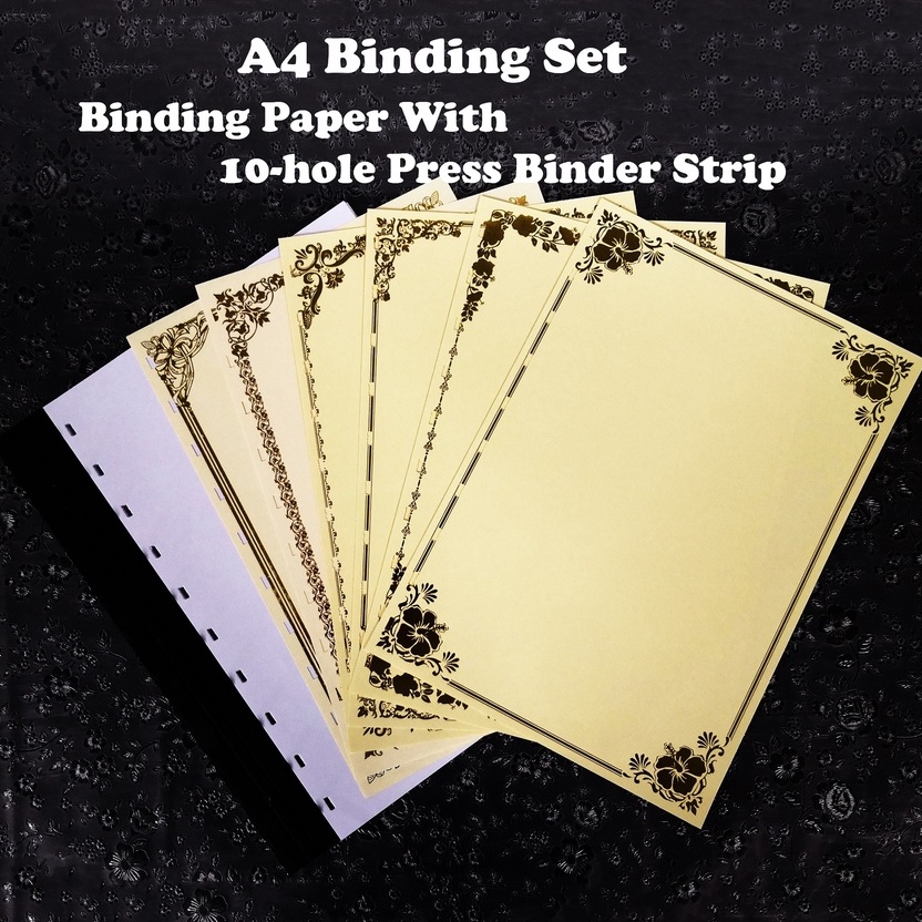 A4 Binding Set (Buku Folio) Binding Paper With 10hole Press Binder