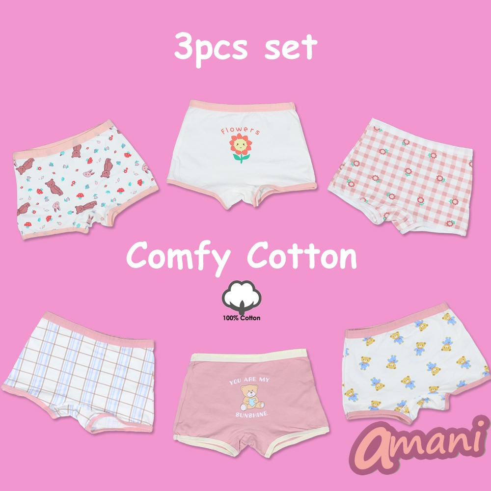 Amani 3pcs/Set Cotton Little Girl Panties Toddler Underwear Boyshort