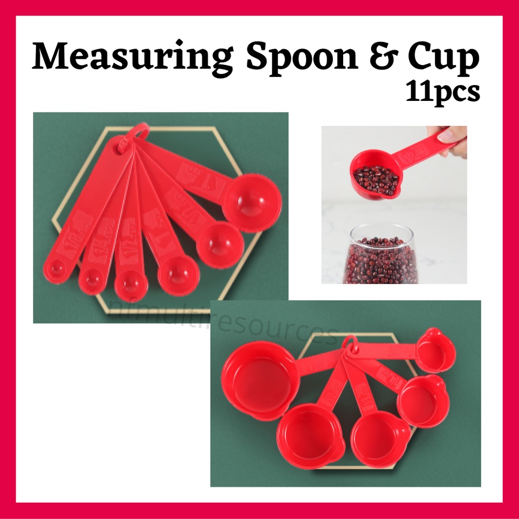 Measuring Spoon 11pcs Set Measuring Spoon And Cup Marked With Scale Baking Set Penyukat Cawan 0742