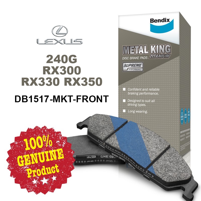 Original Bendix [DB1517MKT] Front Brake Pad - Lexus 240G RX300 RX330 ...