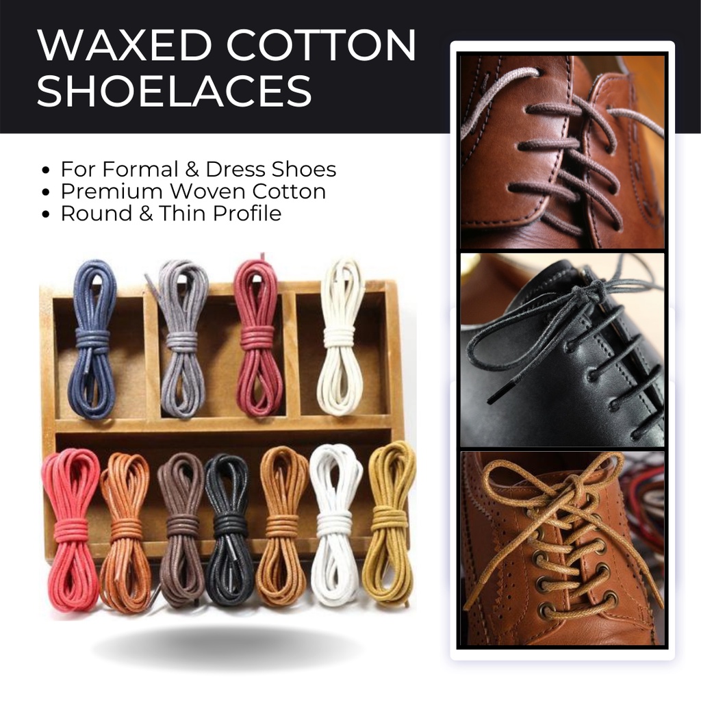 OXFORD Premium Waxed Shoelace High Quality Round Black Brown White ...