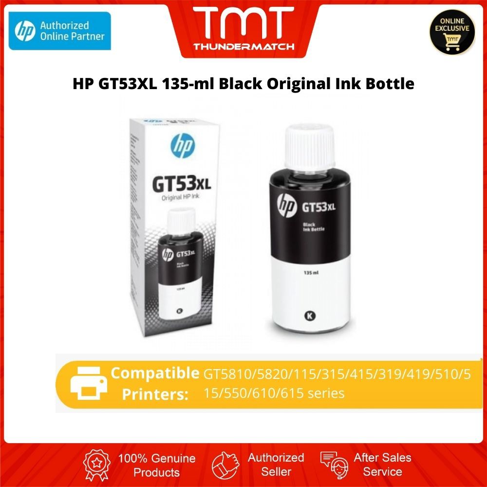 HP GT53XL 135ml Black Original Ink Bottle New replace GT51XL Black