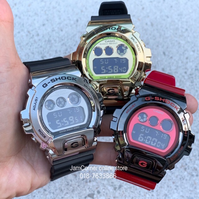 READY STOCK 100 ORIGINAL CASIO G SHOCK GM 6900 METAL COVERED SERIES SILVER RED GOLD