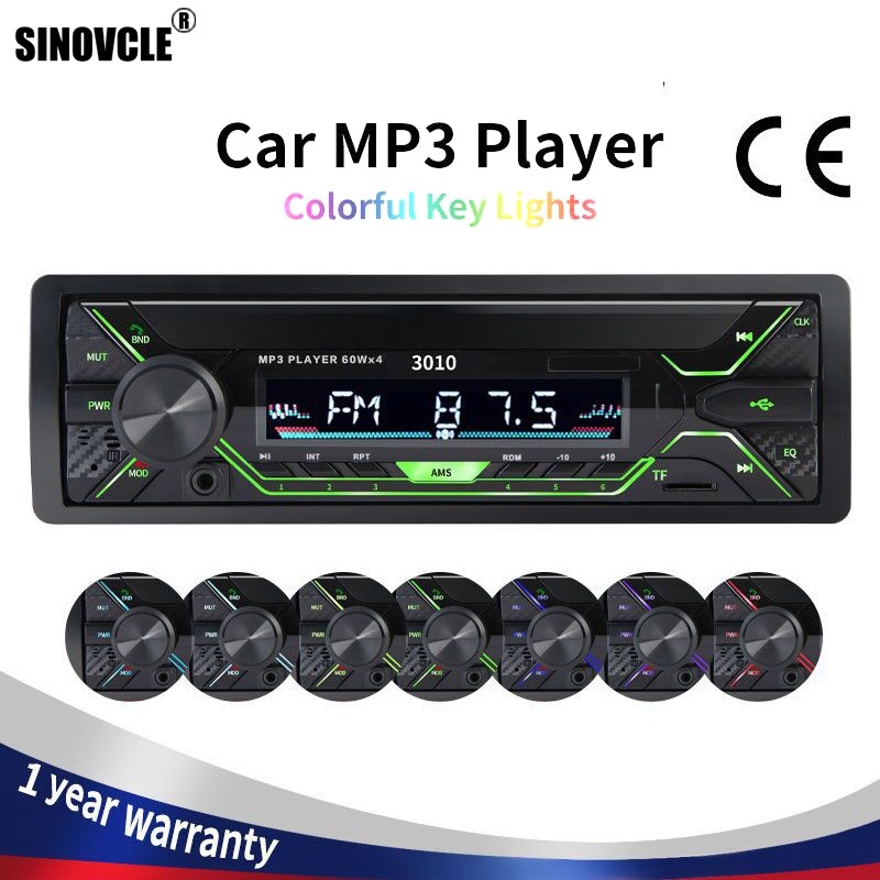 Car Radio MP3 Player Bluetooth Stereo 1din FM Receiver Audio 60Wx4 With