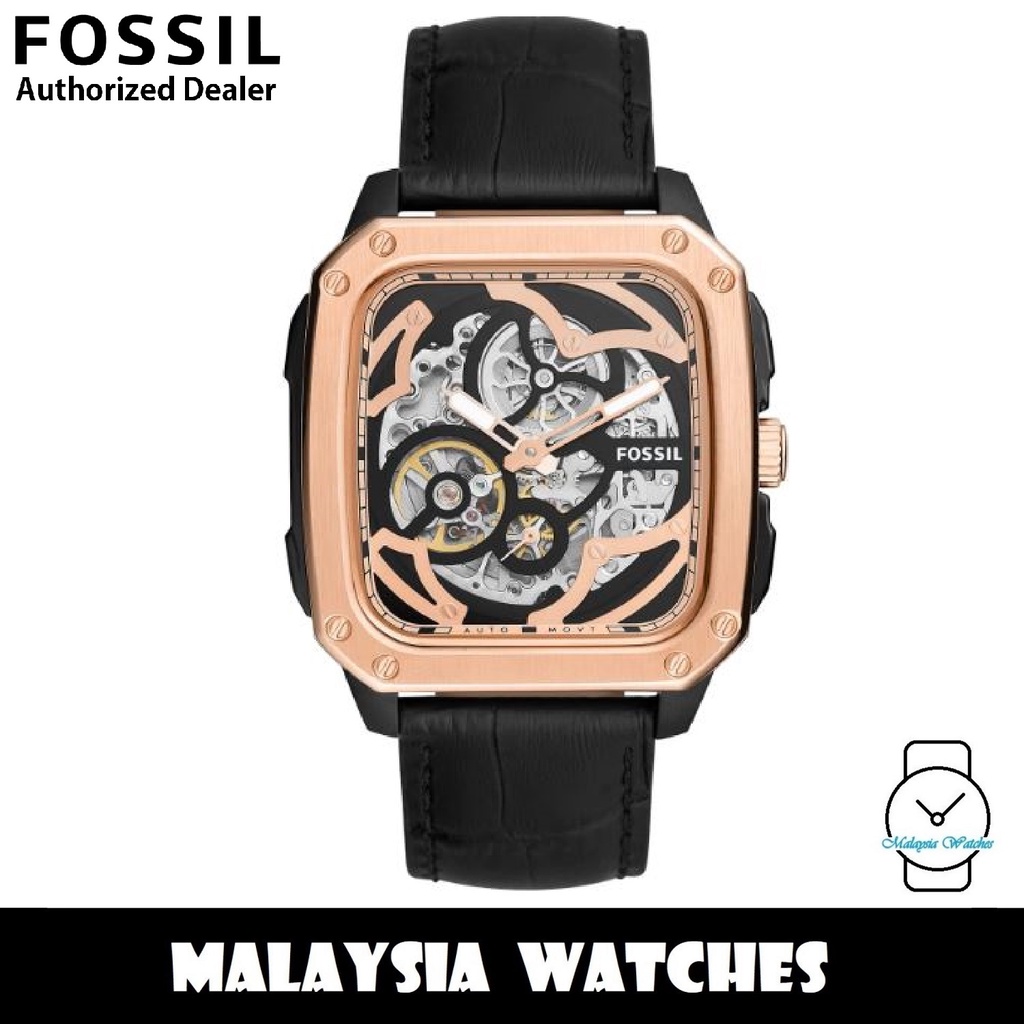 (OFFICIAL WARRANTY) Fossil ME3205 Inscription Automatic Black Leather