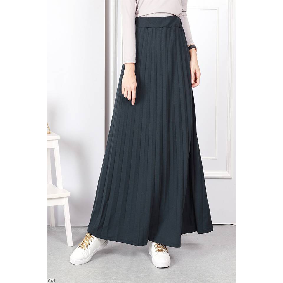 Women Muslimah Solid Elastic A Line Maxi Full Length Long Skirt