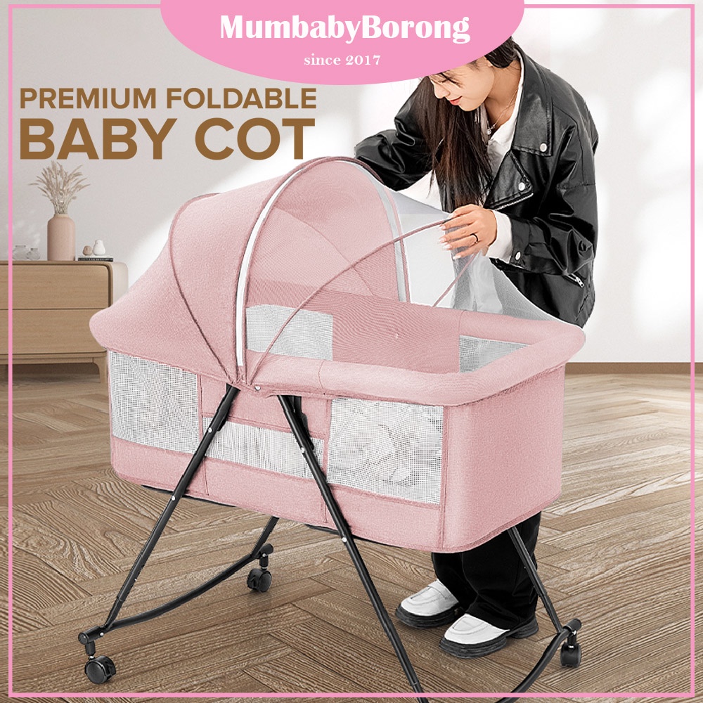 Obaby Paris OB026 Premium Foldable Baby Cot Adjustable Height ...