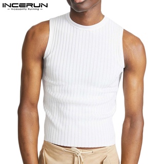 Summer Casual Solid Knitted Tank Tops Men Loose Crew Neck Sleeveless Vest  Fashion Mens Clothes Streetwear