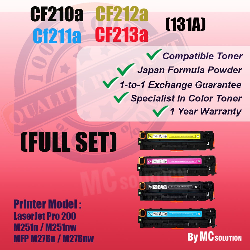 (FULL SET) Compatible Colour Laser Toner Cartridge 131A / CF210A ...