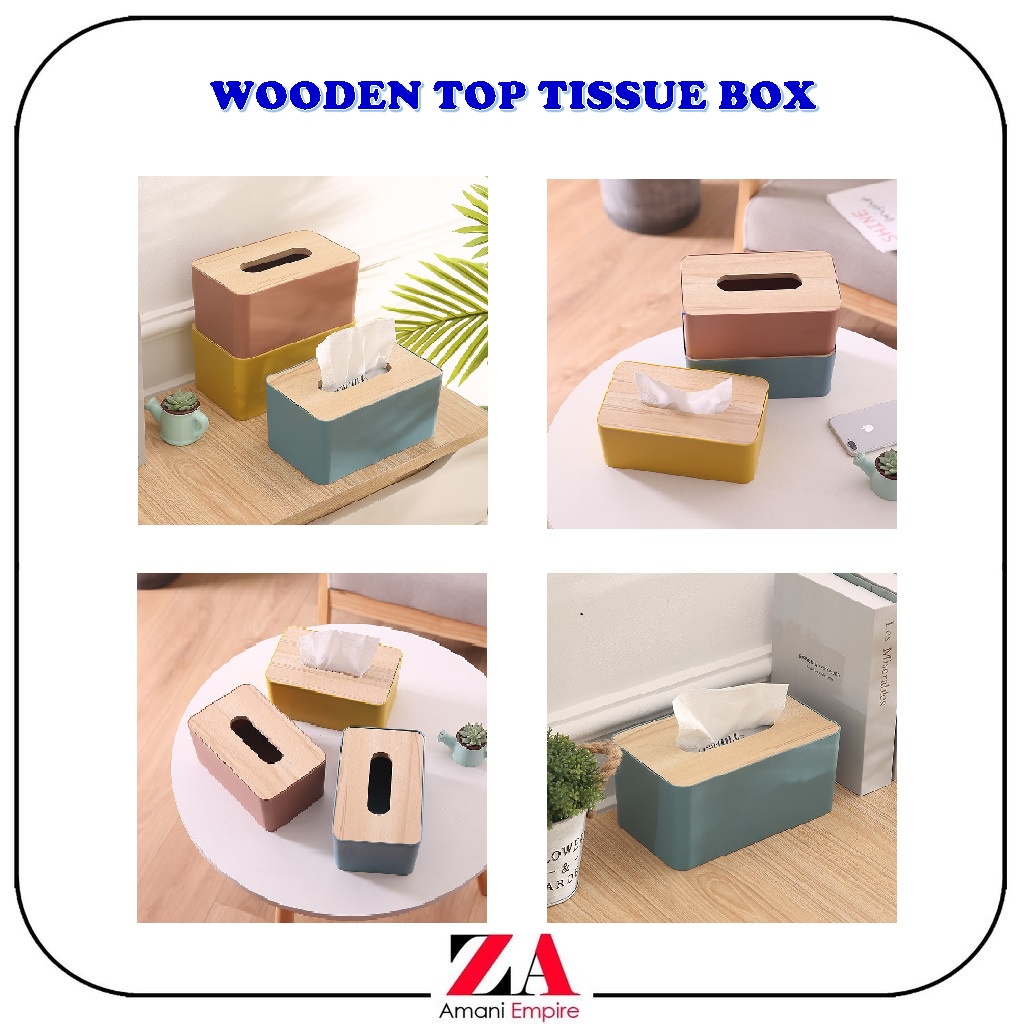 [ZA AMANI] WOODEN TOP TISSUE BOX NAPKIN TISSUE HOLDER BEKAS TISU FOR ...