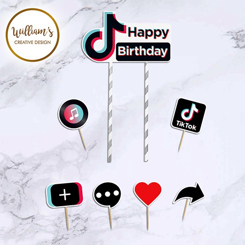 C1 TikTok Birthday Cake Topper Decoration Contents 7 | Shopee Malaysia