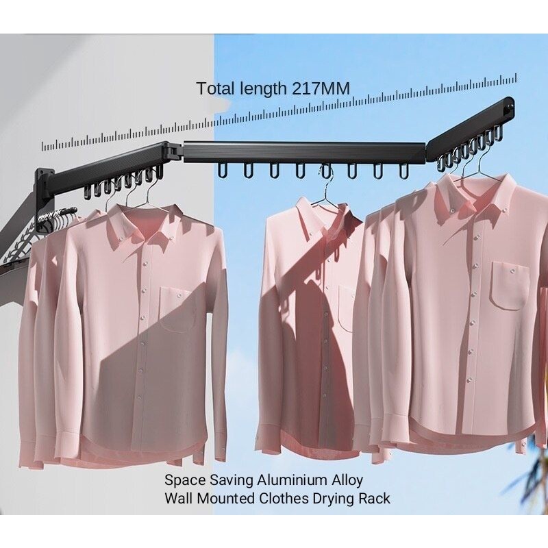 Space Saving Wall Mounted Aluminium Alloy Clothes Drying Rack 217cm ...