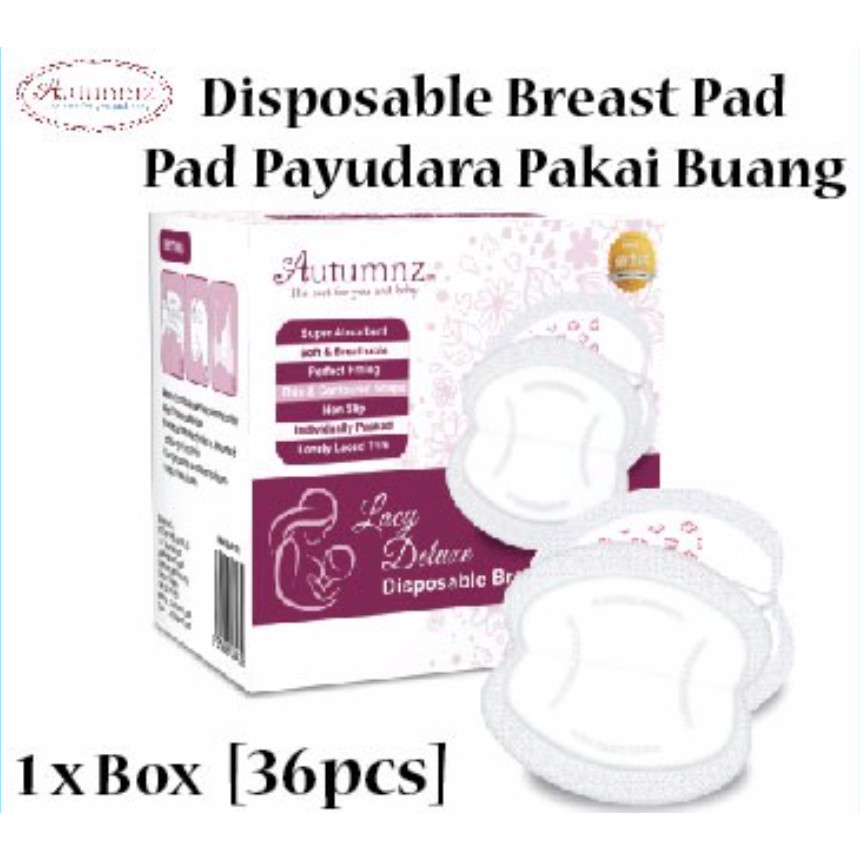 TWIN PACK 72 PCS Autumnz- Lacy Deluxe Disposable Breastpad (72 pcs) *TWIN  PACK