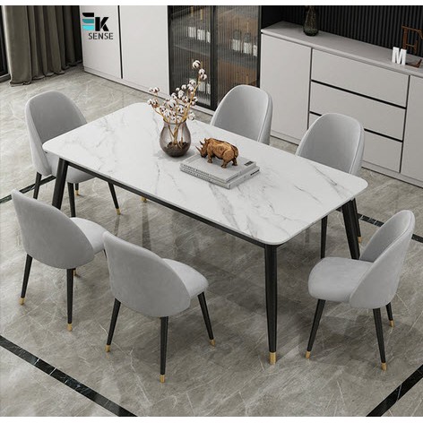 Nordic Light Luxury Home Living Room Modern Rock Board Dining Table ...