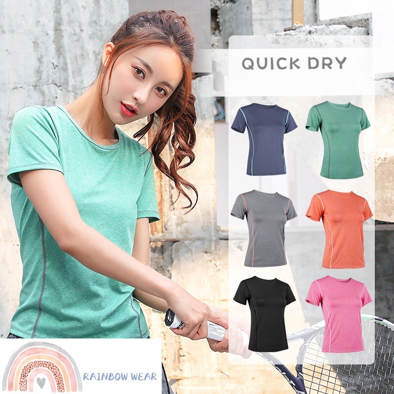 Quick Dry Exercise Sport Short Sleeve T-Shirt Woman Fitness Yoga Sportswear Ladies  Workout Gym Sports Top