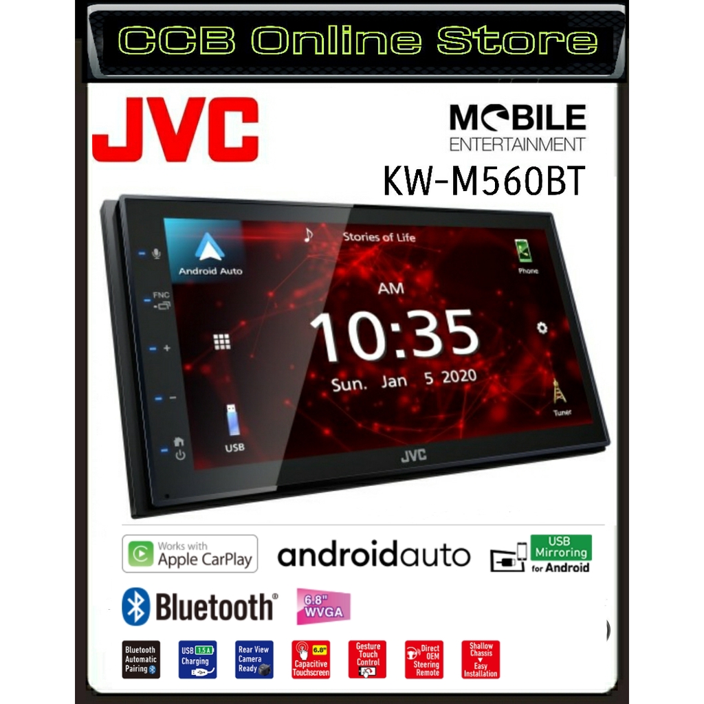 JVC KWM560BT 6.8" APPLE CARPLAY/ANDROID AUTO/BLUETOOTH AV RECEIVER