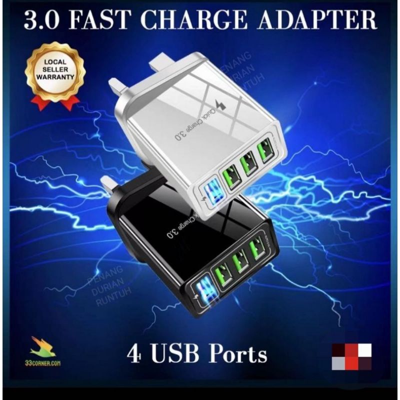 Fast Charging QC 2 3 4 USB Port 18W 15W Charger Adapter Lightn Micro ...