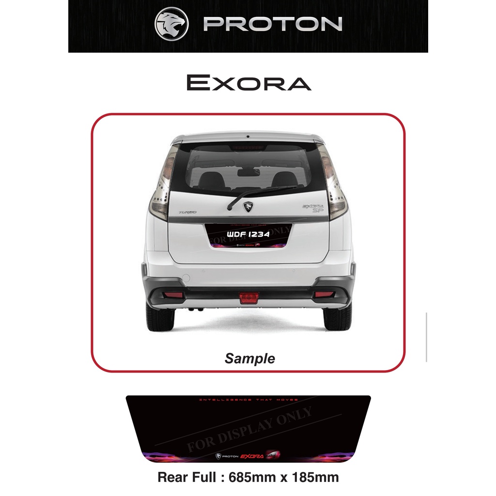 Ready Stock Proton Exora Acrylic Kereta Plat Nombor Papan Belakang