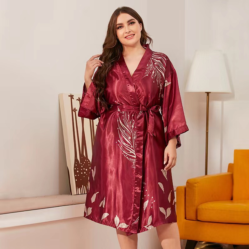 Silk Bath Robe Sleepwear, Red Silk Robe Women, Robe Women Fashion