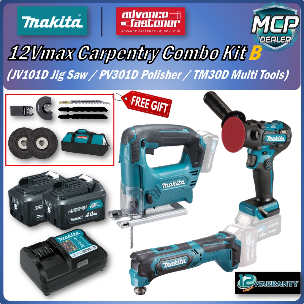 MAKITA 12Vmax Cordless Carpentry Combo Kit B (JV101D Jig Saw / PV301D ...