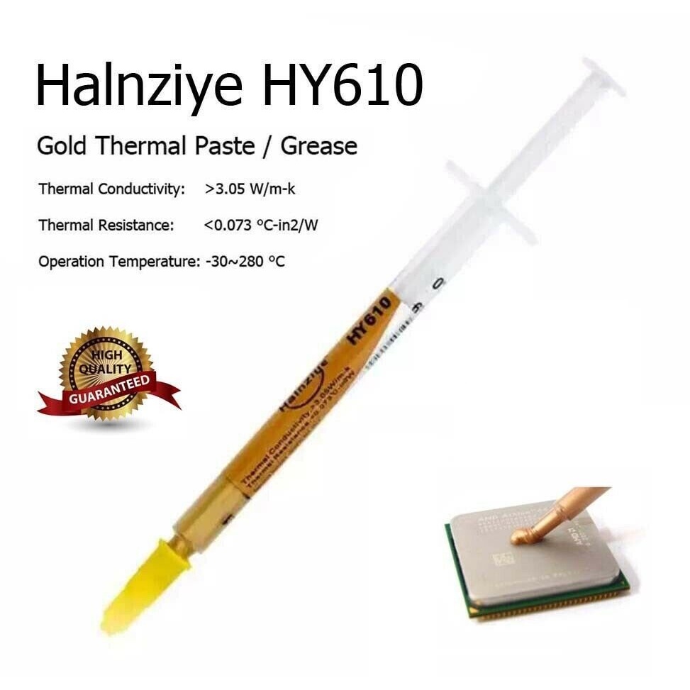 HALNZIYE 1 PCS Pasta Termica Vasetto 150g HY610 Oro > 3,05 W/m-K Range Temperatura -30 240 °C Contenuto Totale 150g Grasso Termico Thermal Paste Raffreddamento - Foto 7