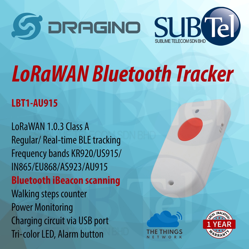 DRAGINO LBT1AU915 LoRaWAN BLE Bluetooth Tracker LoRa WAN TTN The