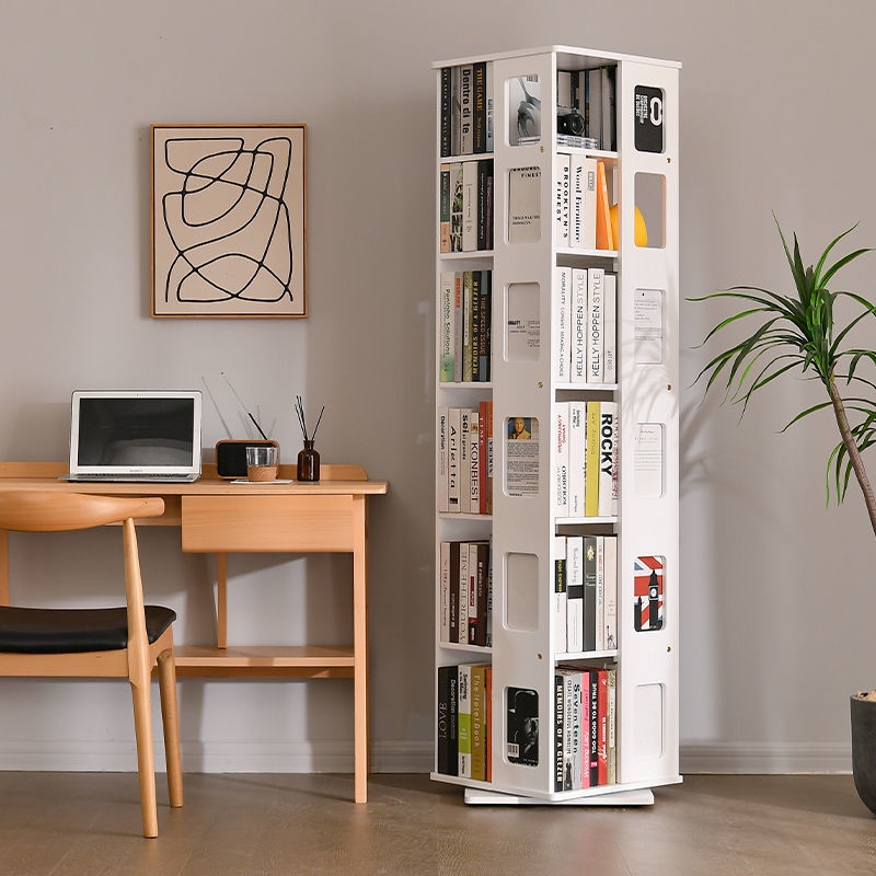 Solid wood revolving bookshelf 360 degree simple modern bookcase Simple