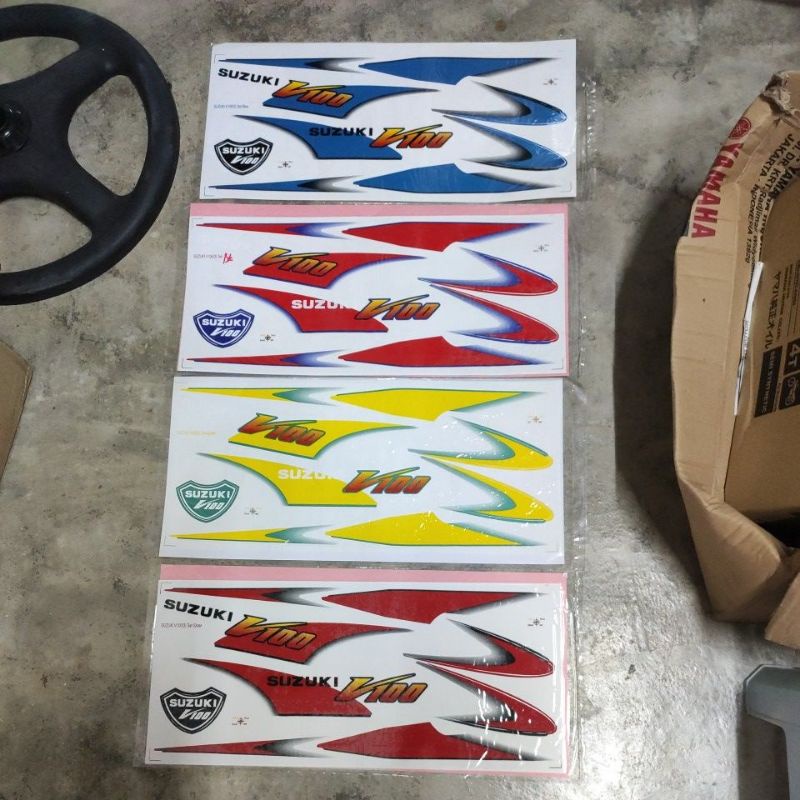 Stiker sticker body stripe cover set (3) suzuki v100 v 100 | Shopee ...