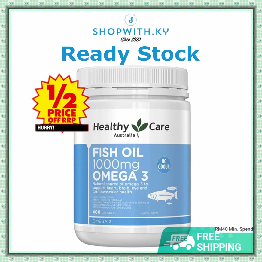 [现货+包邮 Date 08/2027] Healthy Care 鱼油 Fish Oil 1000mg Omega 3 ( 400